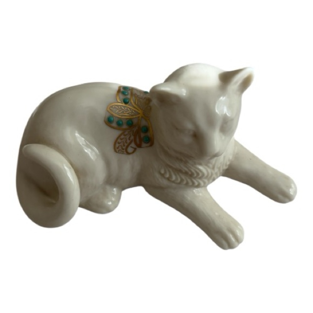 Lenox China Jewels Green Accent Cat Figurine